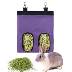 geerduo rabbit hay feeder bag, guinea pig hay feeder storage, hanging feeding hay for small animals larege size 600d oxford cloth fabric(m,purple1)