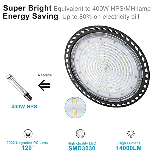 Lightdot 100W LED High Bay Light for Warehouse/Barn 5000K 14000LM (Eqv. 400W HPS/MH) High Bay LED Light, ETL Listed LED Bay Light for Commercial Lighting Energy Save Upto 760KW*6/Y(5Hrs/Day) -6Pack