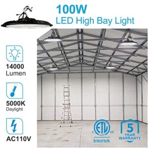Lightdot 100W LED High Bay Light for Warehouse/Barn 5000K 14000LM (Eqv. 400W HPS/MH) High Bay LED Light, ETL Listed LED Bay Light for Commercial Lighting Energy Save Upto 760KW*6/Y(5Hrs/Day) -6Pack