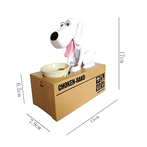 Stealing Coin Bank, Money Box - Piggy Bank- Cute Dogs Steals Coins Like Magic Coin Automatic Stealing Coin Bank Husky Coin Bank Kids Toy Bank Doggy Puppy Piggy Bank (White)