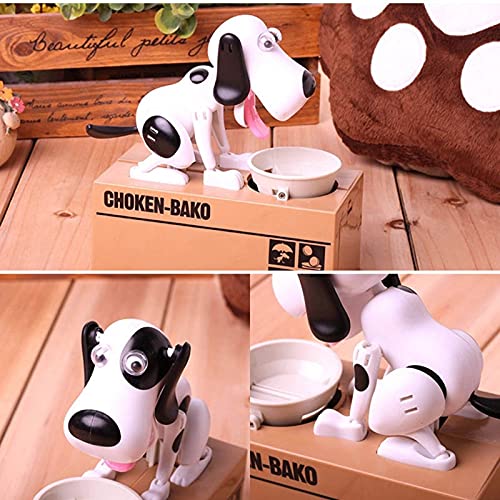 Stealing Coin Bank, Money Box - Piggy Bank- Cute Dogs Steals Coins Like Magic Coin Automatic Stealing Coin Bank Husky Coin Bank Kids Toy Bank Doggy Puppy Piggy Bank (White)