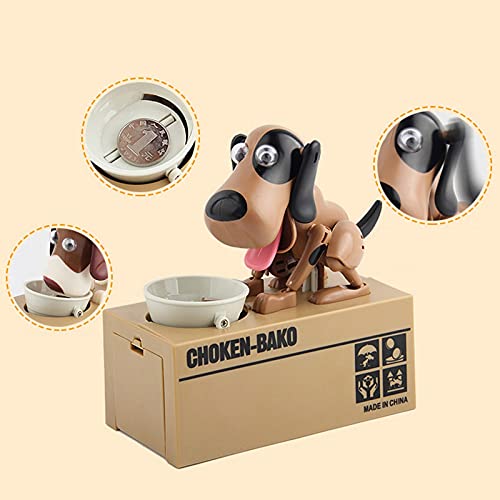 Stealing Coin Bank, Money Box - Piggy Bank- Cute Dogs Steals Coins Like Magic Coin Automatic Stealing Coin Bank Husky Coin Bank Kids Toy Bank Doggy Puppy Piggy Bank (White)