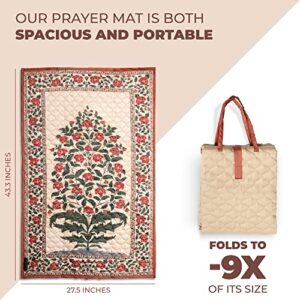 Islamic Prayer Mat - Portable Machine Washable Foldable Prayer Rugs for Muslims - Travel Prayer Mats, Perfect Eid & Ramadan Islamic Gift - 100% Soft Cotton Janamaz - Ideal for Men, Women, Kids