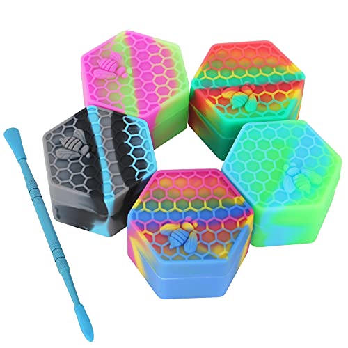 Green Nexus 5 Packs 25ML Non-Stick Food Grade Hexagon Silicone Containers with Carving Tool (5)