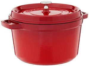 staub cast iron dutch oven 5-qt tall cocotte, made in france, serves 5-6, cherry
