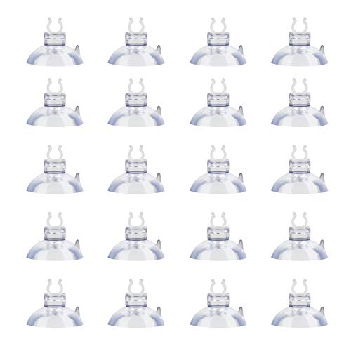 YiePhiot 20 Pcs Aquarium Suction Cup Clips Airline Tube Holder Reusable Rubber Clamps Fish Tank Hose Holder Clip for Fish Tank, Aquarium Airline Tubing/Hose, Clear 0.2 Inch