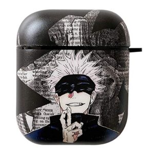 varwaneo case for airpods 2/1, japanese anime jujutsu kaisen cover for airpods 1&2, 3d cool soft tpu shell earphone protective case for airpods charging box covers (gojo satoru 1)