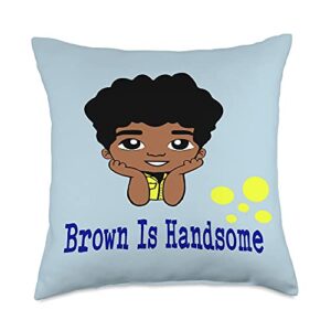 designsbykelley inspirational gifts empowerment cute black brown boys accessories decor bedroom throw pillow, 18x18, multicolor