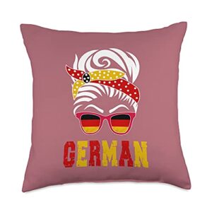 german flag apparel germany flag german girl throw pillow, 18x18, multicolor