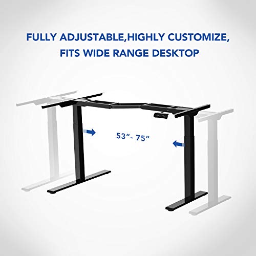 FLEXISPOT Pro Corner Desk Dual Motor L Shaped Computer Electric Standing Desk Sit Stand Up Desk Height Adjustable Desk Home Office Table, Black Frame Only