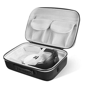 Esimen Travel Case for Oculus Quest 2 Include K5 Elite Strap, Replacment Head Strap for Meta Quesr 2 Reduced the Head Pressure,Hard EVA Storage Case Anti-falling, Shockproof, Waterproof(Black+Black)