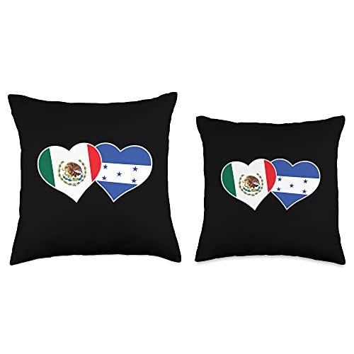 Mexican Honduran Flag Gifts Mexican Honduran Heart Love Mexico Honduras Flag Throw Pillow, 18x18, Multicolor