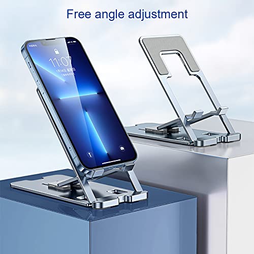 HIMICIZI Adjustable Cell Phone Stand, C2 Aluminum Phone Dock Holder Compatible with iPhone, Samsung Galaxy, Google Pixel，Pad and More, Silver