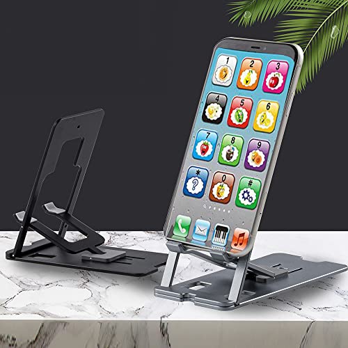 HIMICIZI Adjustable Cell Phone Stand, C2 Aluminum Phone Dock Holder Compatible with iPhone, Samsung Galaxy, Google Pixel，Pad and More, Silver