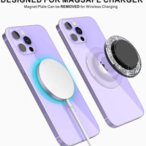 HALLEAST Magnetic Base Compatible with Popsocket iPhone 14/13/12 Mag Safe Case【Base Only】,Removable for Wireless Charging,Designed for P-Socket Grip or Phone Ring Holder Kickstand,Glitter Silver