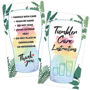 200 pieces tumbler care instructions cards cup mug care instructions 3.5 x 2 inch packaging customer direction card for tumbler, cup, mug small business online shop owner