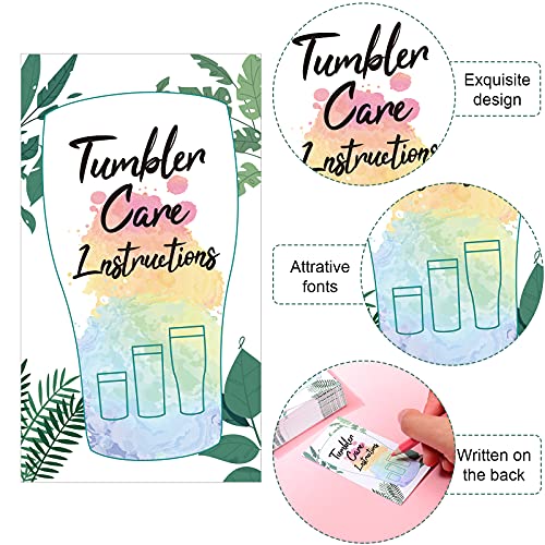 200 Pieces Tumbler Care Instructions Cards Cup Mug Care Instructions 3.5 x 2 Inch Packaging Customer Direction Card for Tumbler, Cup, Mug Small Business Online Shop Owner