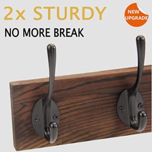 BEIUTAO Coat Rack Wall Mounted, Wooden Board Coat Rack with 5 Coat Hooks, Heavy Duty, Wall Hooks for Coat Towel Bags, Entryway, Bathroom (Black, 2 Packs)