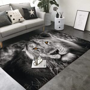 xyhh area rug black and white gray lion head for living room dining room bedroom playroom parent-child game mat study office room decor lz gray,white 39x60in