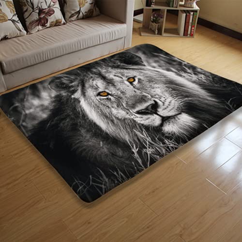 XYHH Area Rug Black and White Gray Lion Head for Living Room Dining Room Bedroom playroom Parent-Child Game mat Study Office Room Decor lz Gray,white 39x60in