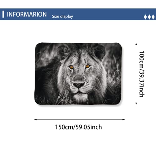 XYHH Area Rug Black and White Gray Lion Head for Living Room Dining Room Bedroom playroom Parent-Child Game mat Study Office Room Decor lz Gray,white 39x60in