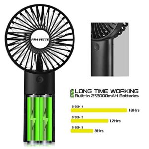 PRAVETTE Personal Handheld Fan, Portable Mini Handheld Fan with 4000mAH Rechargeable Batteries, 8-18 Hours Working Time