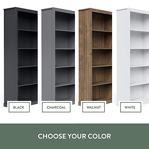 Edenbrook Sumac Bookcase, 5-Shelf Organizer for Bedroom Furniture or Home Office Furniture, White Bookshelf