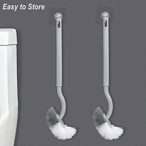JIANYI Toilet Bowl Brush, Compact Handle Bathroom Brush, Curved Design Angled Cleaner Scrubber with Strong Bristles for Deep Cleaning