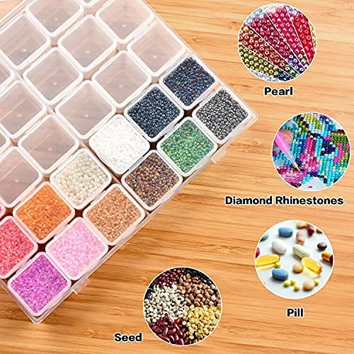 30 Grids Large Diamond Painting Storage, Art Accessories Tools Containers Case Plastic Bead Organizer 5D Diamond Embroidery Accessories for DIY Art Craft and Nail Diamonds(Box Only)