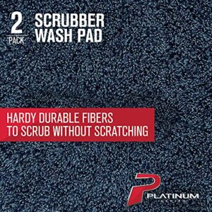 Platinum Series Microfiber Car Wash Scrubber Pad, Scratch-Free Extra Absorbent Hand Washing Automotive Cleaning Scrub Cloth, Auto Detailing Towel, 2pk (11.5″ X 12″)