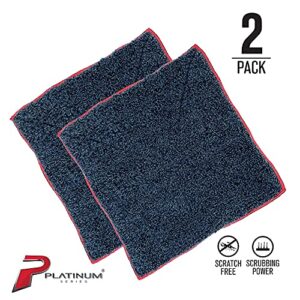 Platinum Series Microfiber Car Wash Scrubber Pad, Scratch-Free Extra Absorbent Hand Washing Automotive Cleaning Scrub Cloth, Auto Detailing Towel, 2pk (11.5″ X 12″)