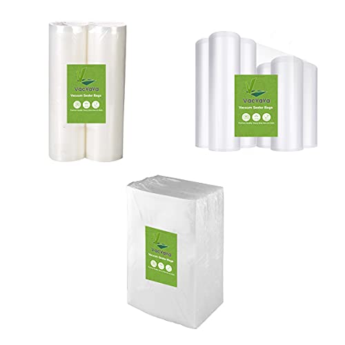 VacYaYa Vacuum Sealer Bags Rolls with BPA Free and Heavy Duty,Commercial Grade Vaccume Seal Bags Rolls Work with Any Types Vacuum Sealer