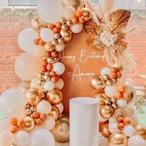 141Pcs Orange and Gold Balloon Garland Arch Kit-Cream White Orange Gold Balloons for Wedding Decoration Baby Shower Decorations Birthday Party Decoration