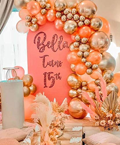 141Pcs Orange and Gold Balloon Garland Arch Kit-Cream White Orange Gold Balloons for Wedding Decoration Baby Shower Decorations Birthday Party Decoration