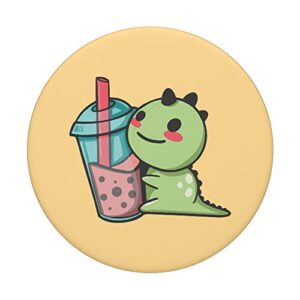 Cute Kawaii Dinosaur Bubble Tea PopSockets Swappable PopGrip