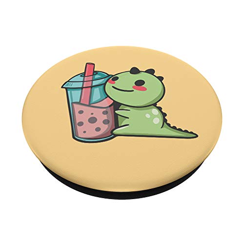 Cute Kawaii Dinosaur Bubble Tea PopSockets Swappable PopGrip