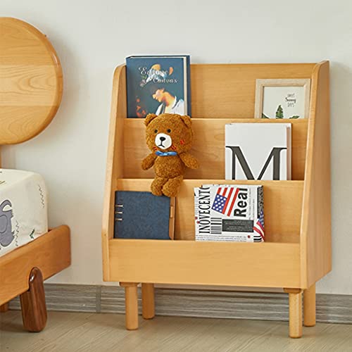 Storage Newspaper Baskets Wooden Bookshelf Yellow Picture Book Rack Floor Kindergarten Multi-Layer Classification Display Rack Newspaper Rack (Color : Yellow, Size : 4523.574cm)