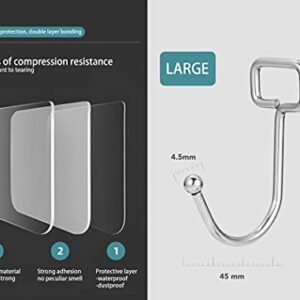 hmooc Wall Hooks Heavy Duty 40lb(Max), Stainless Steel Large Adhesive Hooks for Hanging, Waterproof and Super Sticky to Increase Practicality(16 Pack)