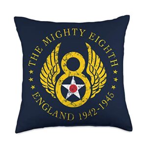 909 apparel mighty eighth-8th air force usaaf b-17 & b-24 bomber group throw pillow, 18x18, multicolor