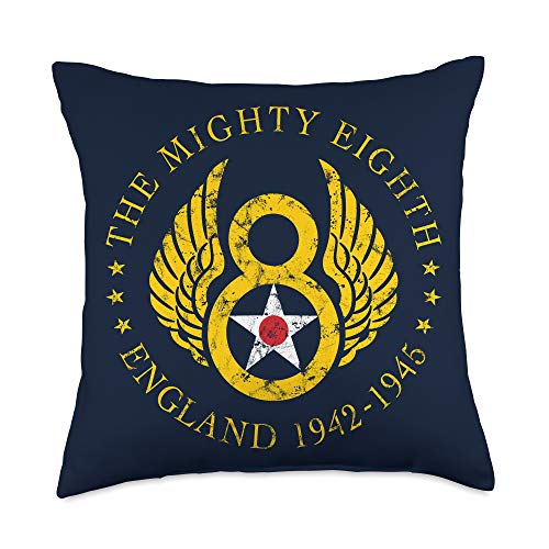 909 Apparel Mighty Eighth-8th Air Force USAAF B-17 & B-24 Bomber Group Throw Pillow, 18x18, Multicolor