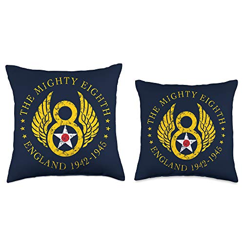 909 Apparel Mighty Eighth-8th Air Force USAAF B-17 & B-24 Bomber Group Throw Pillow, 18x18, Multicolor