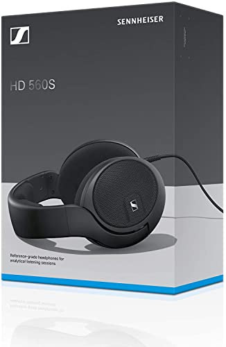 Sennheiser HD 560 S Over-The-Ear Audiophile Headphones - Neutral Frequency Response, E.A.R. Technology for Wide Sound Field, Open-Back Earcups, Detachable Cable, (Black) (HD 560S) (Renewed) HD 560S