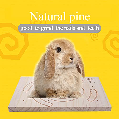 RABBITP Rabbit Wooden Scratch Board-Nail Grinding Claw Pad and Chew Toy for Bunny, Chinchilla, Guinea Pig, Ferret Gerbil, Rabbit, Hedgehog, Hamster-Pet Scratching Pad, Grinding Mate for Small Animals