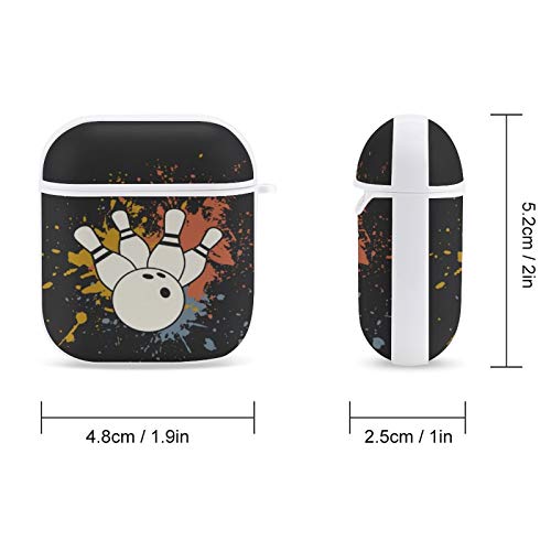 Watercolor Bowling Airpods Case Cover for Apple AirPods 2&1 Cute Airpod Case for Boys Girls Silicone Protective Skin Airpods Accessories with Keychain