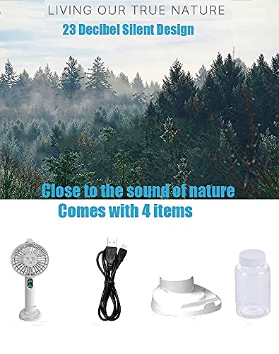 Double Nozzle Hand-held Misting Portable Mini Fan with Mobile Phone Holder, Personalized Cooling Humidifier, Sprayer Fan, Silent USB or Rechargeable, Suitable for Camping, Hiking, Outdoor