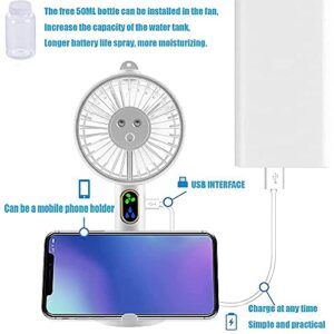 Double Nozzle Hand-held Misting Portable Mini Fan with Mobile Phone Holder, Personalized Cooling Humidifier, Sprayer Fan, Silent USB or Rechargeable, Suitable for Camping, Hiking, Outdoor