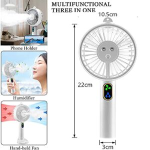 Double Nozzle Hand-held Misting Portable Mini Fan with Mobile Phone Holder, Personalized Cooling Humidifier, Sprayer Fan, Silent USB or Rechargeable, Suitable for Camping, Hiking, Outdoor