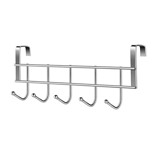 Wobekuy Over The Door 5 Hooks Home Bathroom Organizer Rack Clothes Coat Hat Towel Hanger Steel