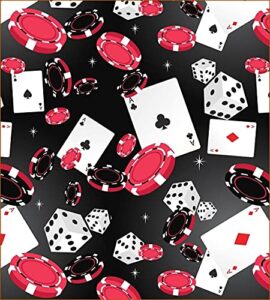 alina natetkova - casino fabric - digital card poker chip dice toss black - david textiles - by the yard - fabric for crafts by alina natetkova