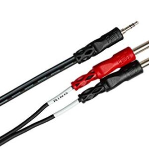 HOSA MHE-310 3.5 mm TRS(Female) to 1/4" TRS(Male) Headphone Adaptor Cable, 10 Feet Black & Hosa CMP-159 3.5 mm TRS to Dual 1/4" TS Stereo Breakout Cable, 10 Feet, Black, 1-Pack